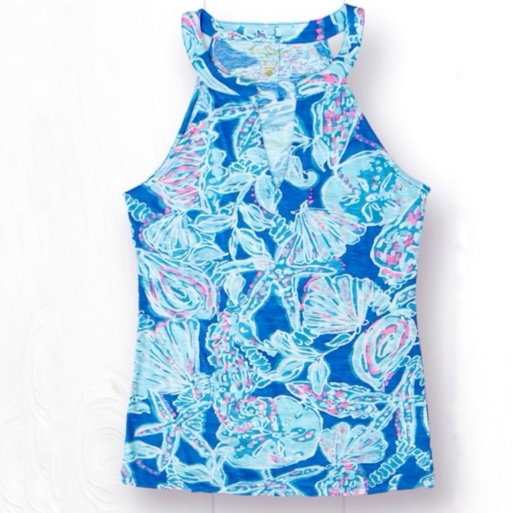 Lilly Pulitzer Blue Floral Halter Top